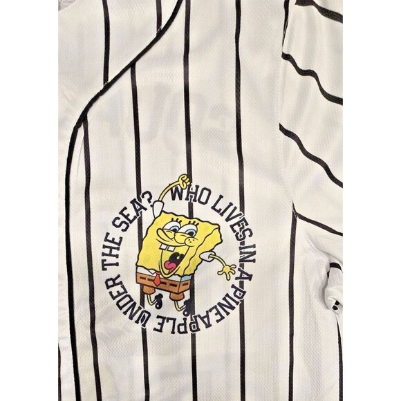 SPONGE BOB SQUARE PANTS Men's Baseball Shirt L, Button Up, Short Sleeves - Picture 5 of 11